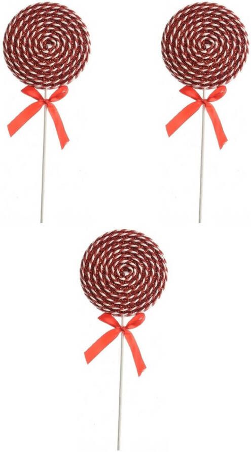 Merkloos 3x Rood witte lolly kerstversiering hangdecoratie 36 cm Kersthangers