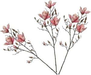 Merkloos 3x Roze Magnolia beverboom kunsttakken kunstplanten 90 cm Kunstplanten