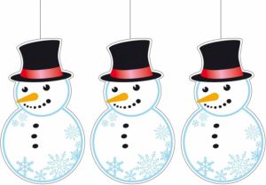 Merkloos 3x Stuks Kerst Hangdecoratie Sneeuwpop 41 X 25 Cm Decoratiesneeuw