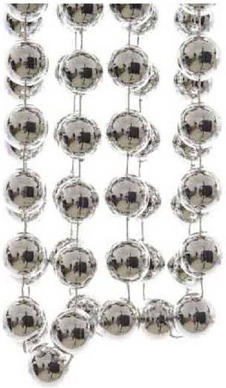 Merkloos 3x stuks zilveren XXL kralenslingers kerstslingers 270 cm Kerstslingers