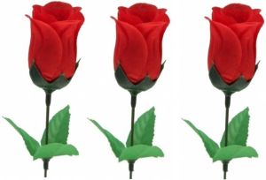 Merkloos 3x Voordelige Rode Roos Kunstbloemen 28 Cm Kunstbloemen