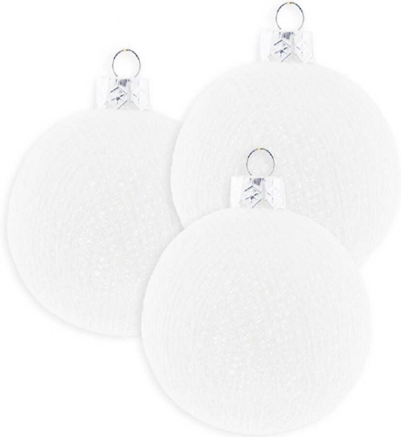 Merkloos 3x Witte Cotton Balls kerstballen 6 5 cm kerstboomversiering Kerstbal