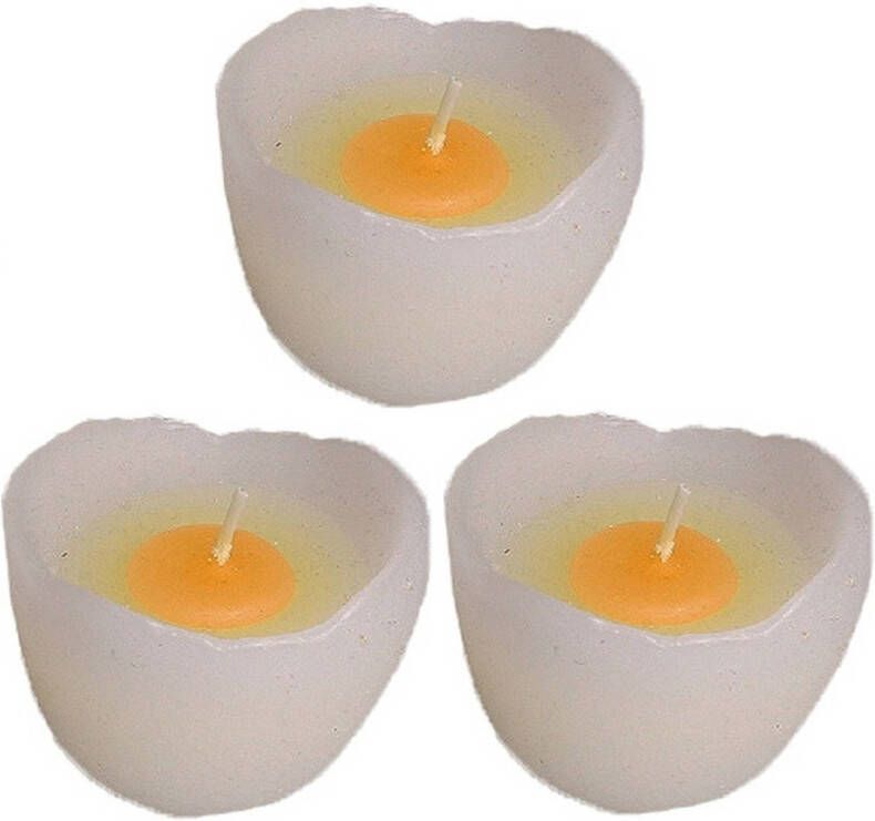 Merkloos 3x Witte eieren kaarsjes 5 cm Kaarsen
