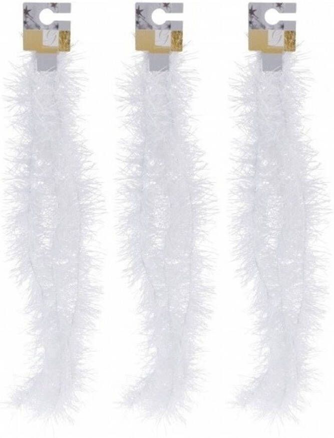 Merkloos 3x Witte folieslingers fijn 180 cm Kerstslingers