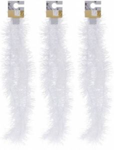 Merkloos 3x Witte folieslingers fijn 180 cm Kerstslingers