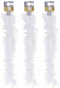 Merkloos 3x Witte Kerstversiering Folieslingers Met Sterretjes 180 Cm Kerstslingers