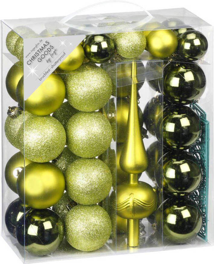 Merkloos 47x Groene kunststof kerstballen 4-6 cm mat glans met piek Kerstbal