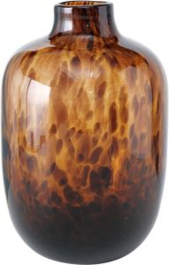 Merkloos 4goodz Glazen Vaas Leopard van Gevlamd Glas 16x25 cm Bruin