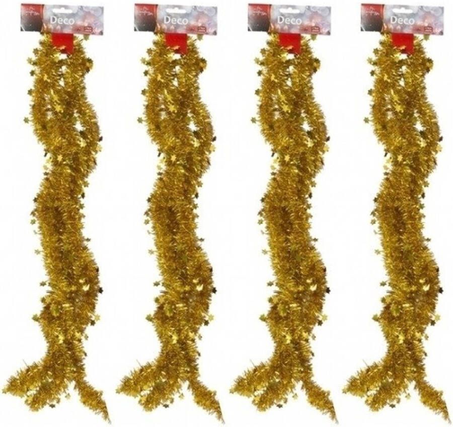 Merkloos 4x Gouden kerstboom slingers 270 cm Kerstslingers