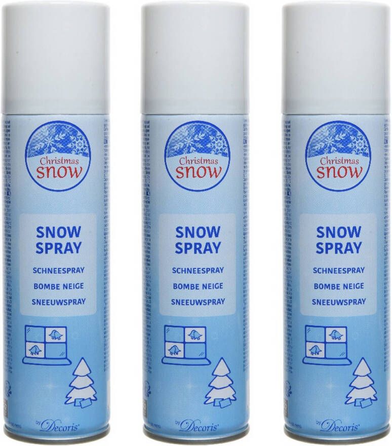 Merkloos 4x Sneeuwsprays sneeuw spuitbussen 150 ml Decoratiesneeuw