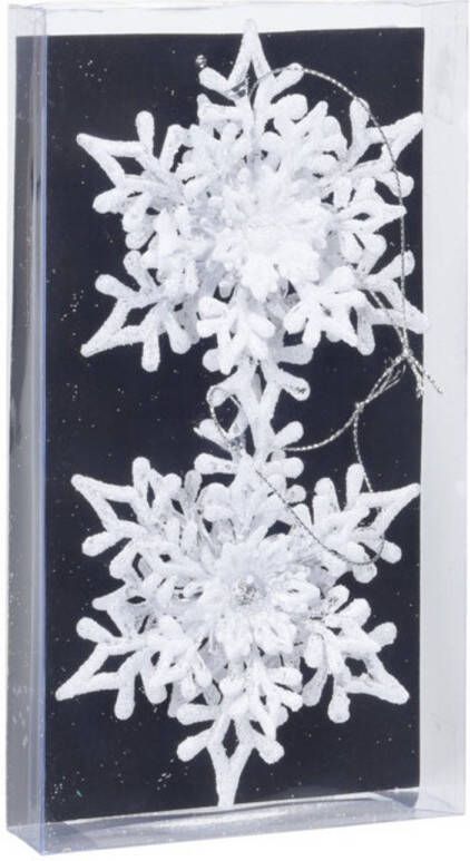 Merkloos 4x stuks kerstboomversiering hangers sneeuwvlokken transparant wit 11 5 cm Kersthangers