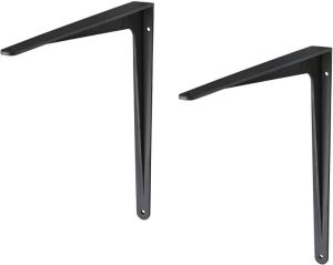 Trendoz 4x stuks plankdrager plankdragers aluminium zwart gemoffeld 24 x 19 cm schapdragers planksteun planksteunen wandplankdragers Plankdragers