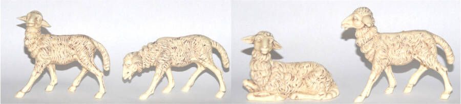 Merkloos 4x Witte schapen beeldjes 10 x 10 cm dierenbeeldjes Beeldjes