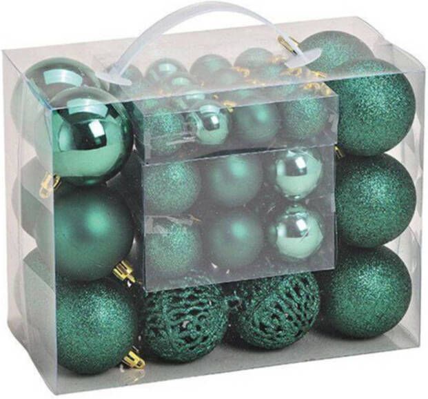 Merkloos Kerstboomversiering 50x groene plastic kerstballen Kerstbal