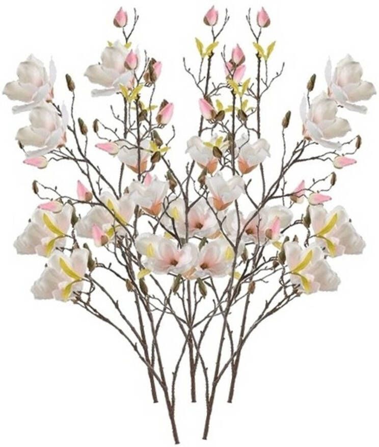 Merkloos 5x Creme Magnolia kunstbloem 105 cm Kunstbloemen