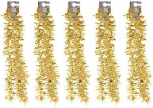 Merkloos 5x Gouden Kerstversiering Folieslingers Met Sterretjes 180 Cm Kerstslingers