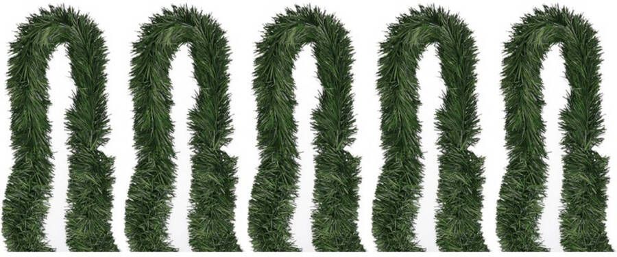 Merkloos 5x Groene kerstslingers 5 m Kerstslingers