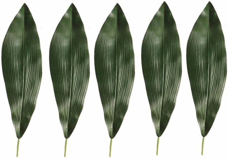 Merkloos 5x Kunstplant Aspidistra blad 75 cm donkergroen Kunstplanten