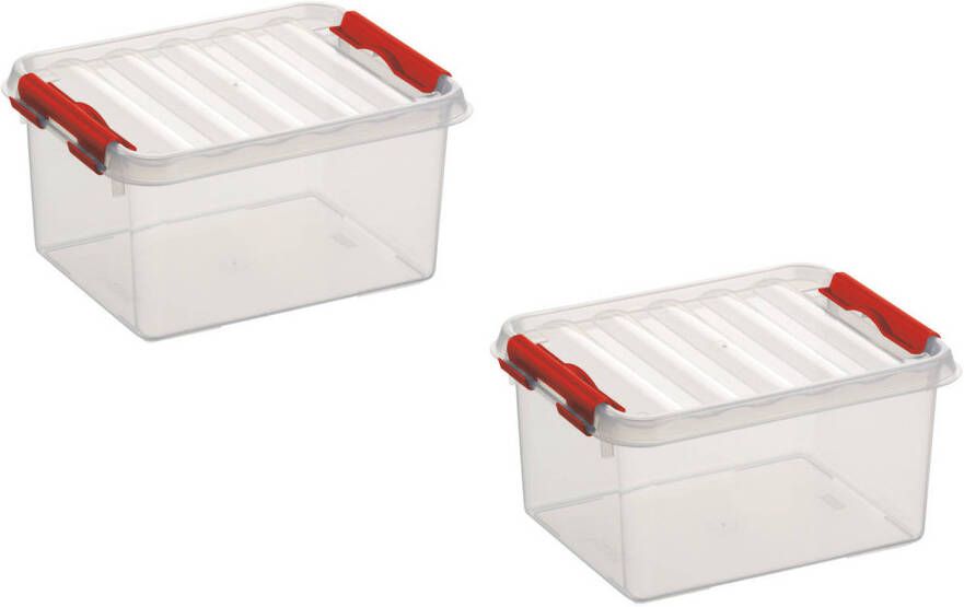 Sunware 5x stuks Q-Line opberg boxen opbergdozen 2 liter 20 x 15 x 10 cm kunststof Praktische opslagboxen Opbergbakken Opbergbox
