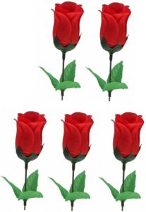 Merkloos 5x Voordelige Rode Roos Kunstbloemen 28 Cm Kunstbloemen