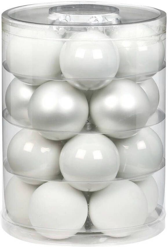 Merkloos 60x stuks glazen kerstballen elegant wit mix 6 cm glans en mat Kerstbal
