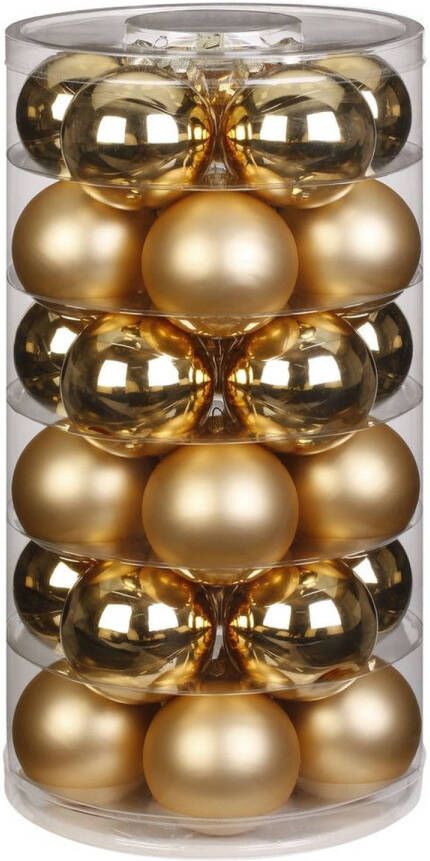 Merkloos 60x stuks glazen kerstballen goud 6 cm glans en mat Kerstbal