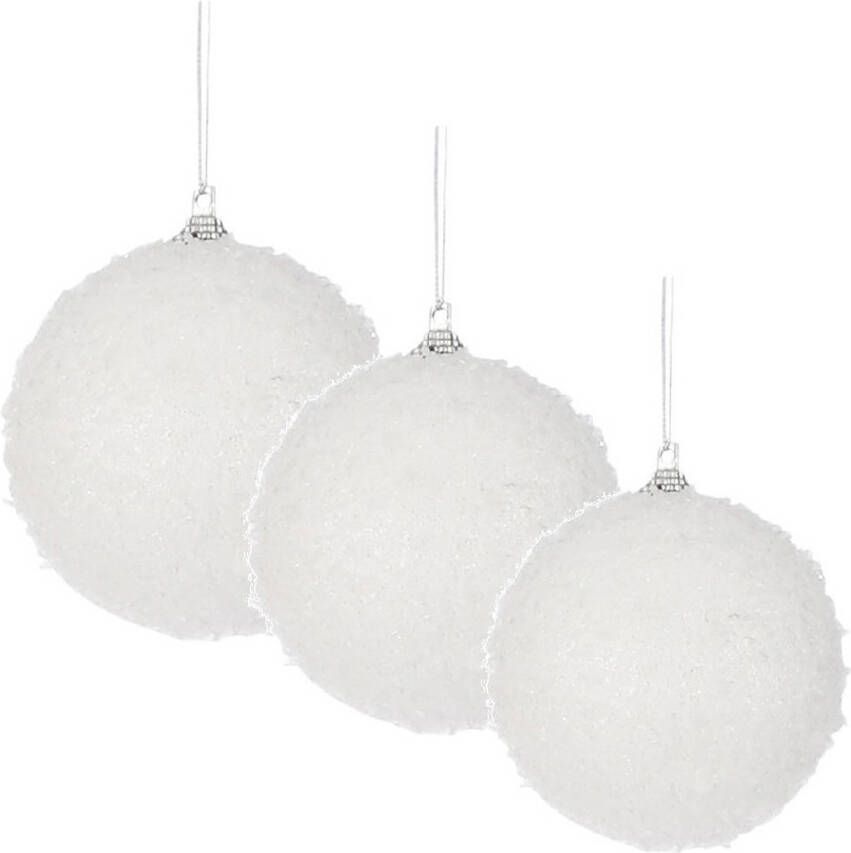 Merkloos 60x stuks kerstversiering witte sneeuw effect kerstballen 5-6-7 cm Kerstbal