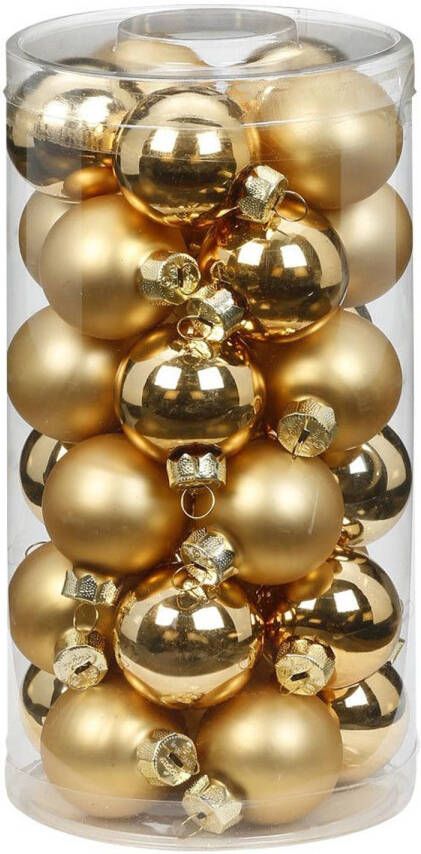 Merkloos 60x stuks kleine glazen kerstballen goud mix 4 cm Kerstbal