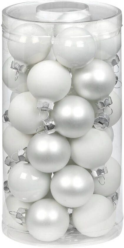 Merkloos 60x stuks kleine glazen kerstballen wit mix 4 cm Kerstbal