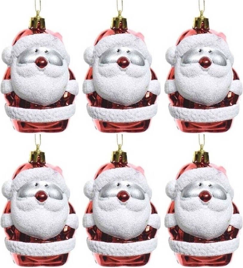 Merkloos 6x Kerstman kerstornamenten kersthangers 8 cm Kersthangers