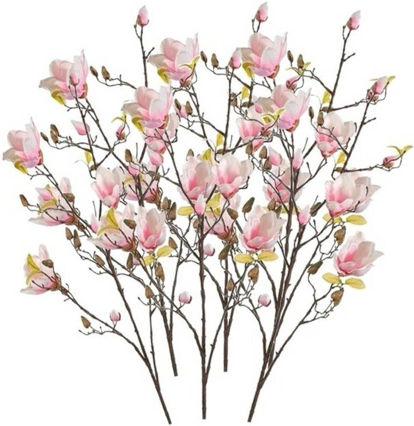 Shoppartners 6x Roze kunst Magnolia tak 105 cm Kunstbloemen