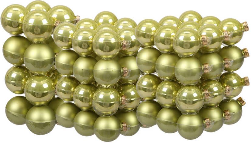 Merkloos 88x stuks glazen kerstballen salie groen (oasis) 4 6 en 8 cm mat glans Kerstbal