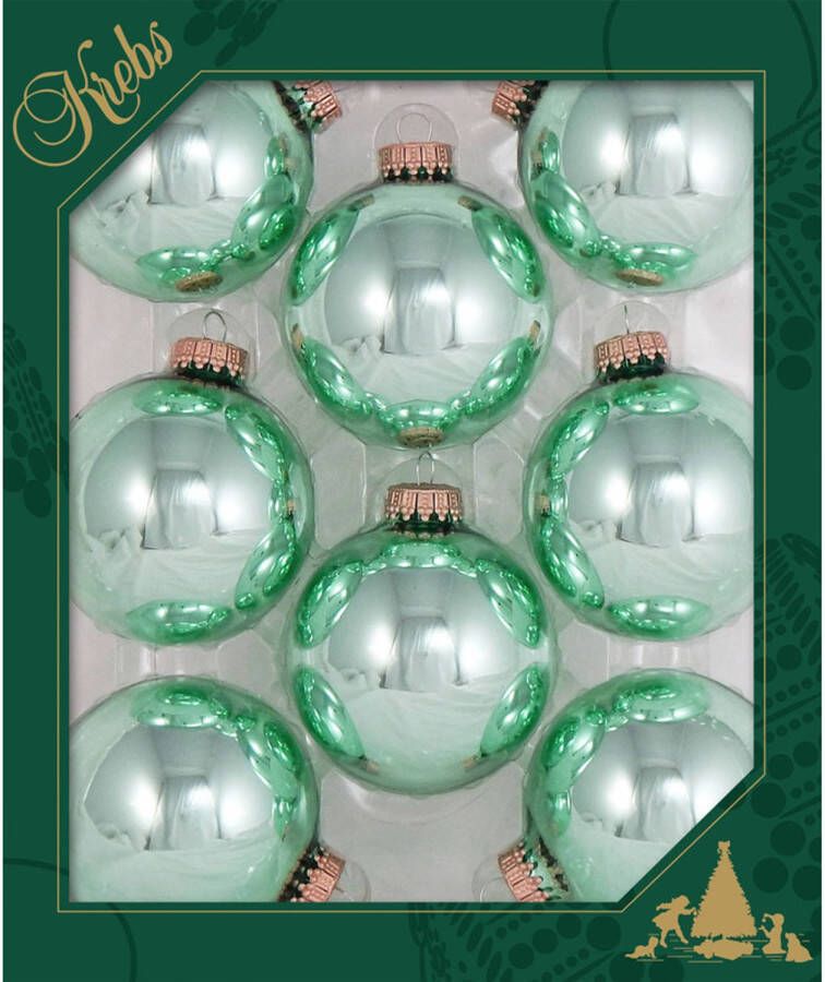Merkloos 8x Glanzende groene kerstballen van glas 7 cm Kerstbal