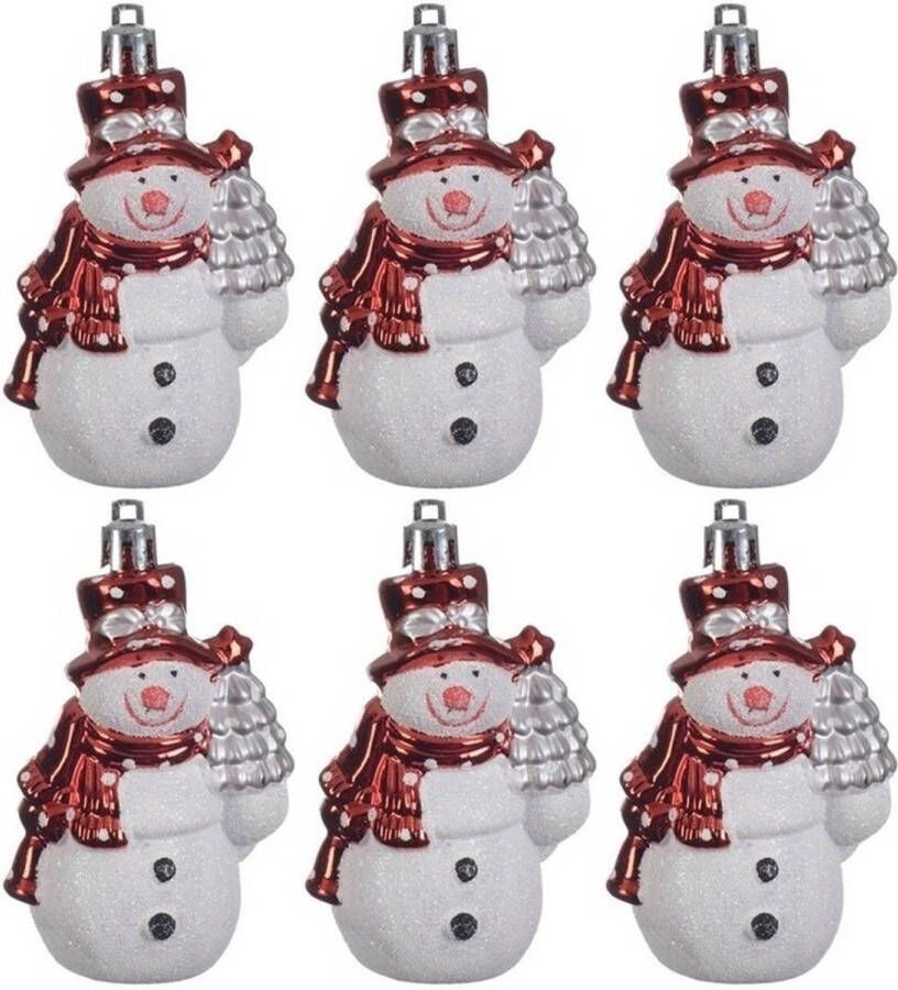 Merkloos 8x Sneeuwpop kerstornamenten kersthangers 8 cm Kersthangers