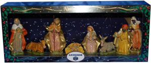 Merkloos 8x Kerststal beelden 8 cm in doos 46 x 19 x 8 5 cm Kerststallen