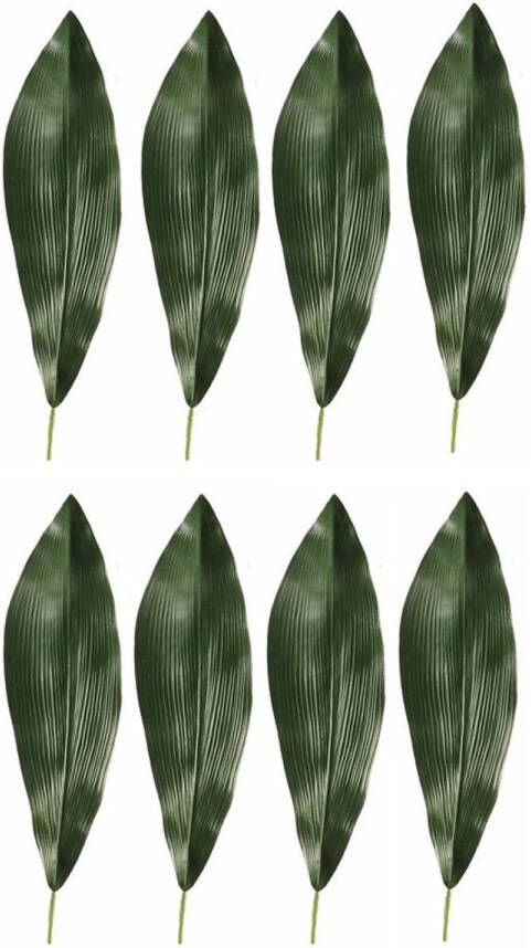 Merkloos 8x Kunstplant Aspidistra blad 75 cm donkergroen Kunstplanten