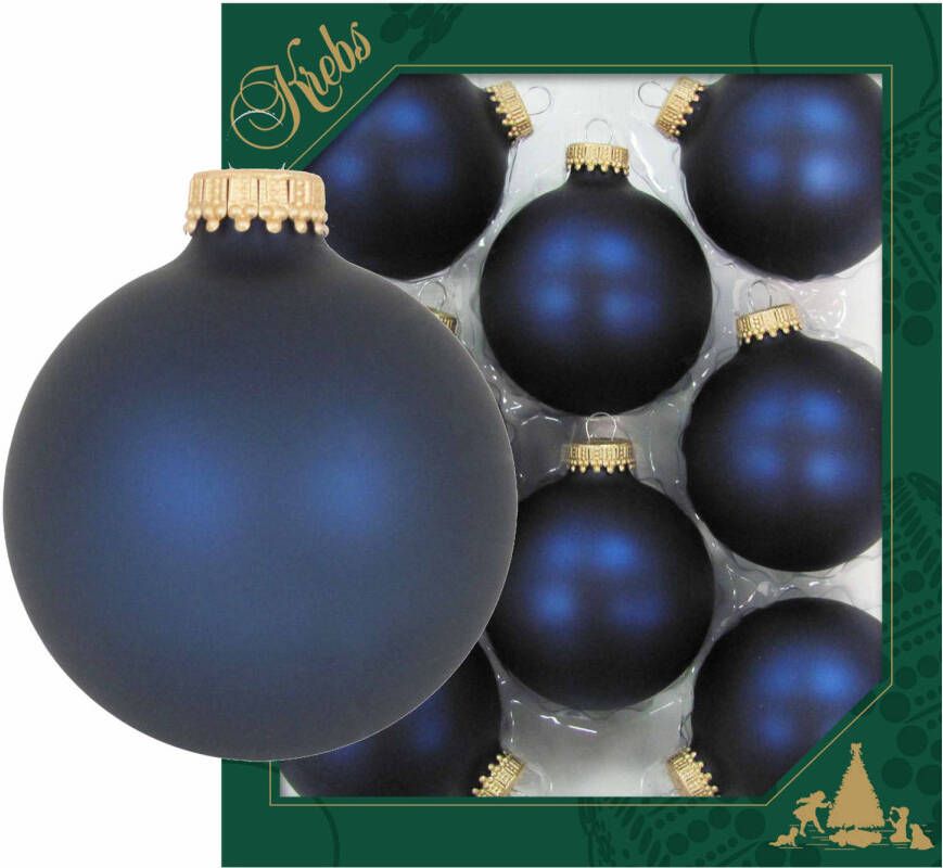 Merkloos 24x Midnight haze donkerblauwe glazen kerstballen mat 7 cm Kerstbal