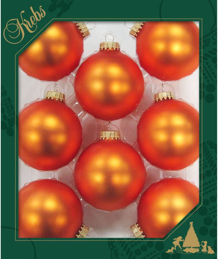 Merkloos 8x Oranje matte kerstboomversiering kerstballen van glas 7 cm Kerstbal