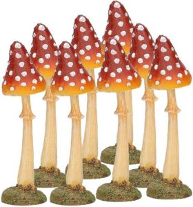 Merkloos 8x Paddenstoelen Beeldje 12 Cm Van Polyresin Beeldjes
