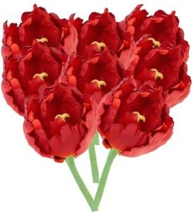 Merkloos 8x Rode tulp deluxe Kunstbloemen 25 cm Kunstbloemen