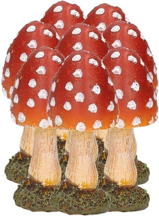 Merkloos 8x stuks decoratie paddenstoelen vliegenzwammen 8 cm