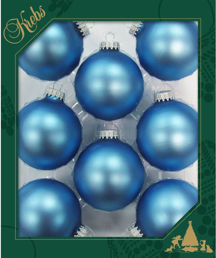 Merkloos 24x stuks glazen kerstballen 7 cm alpine velvet blauw Kerstbal