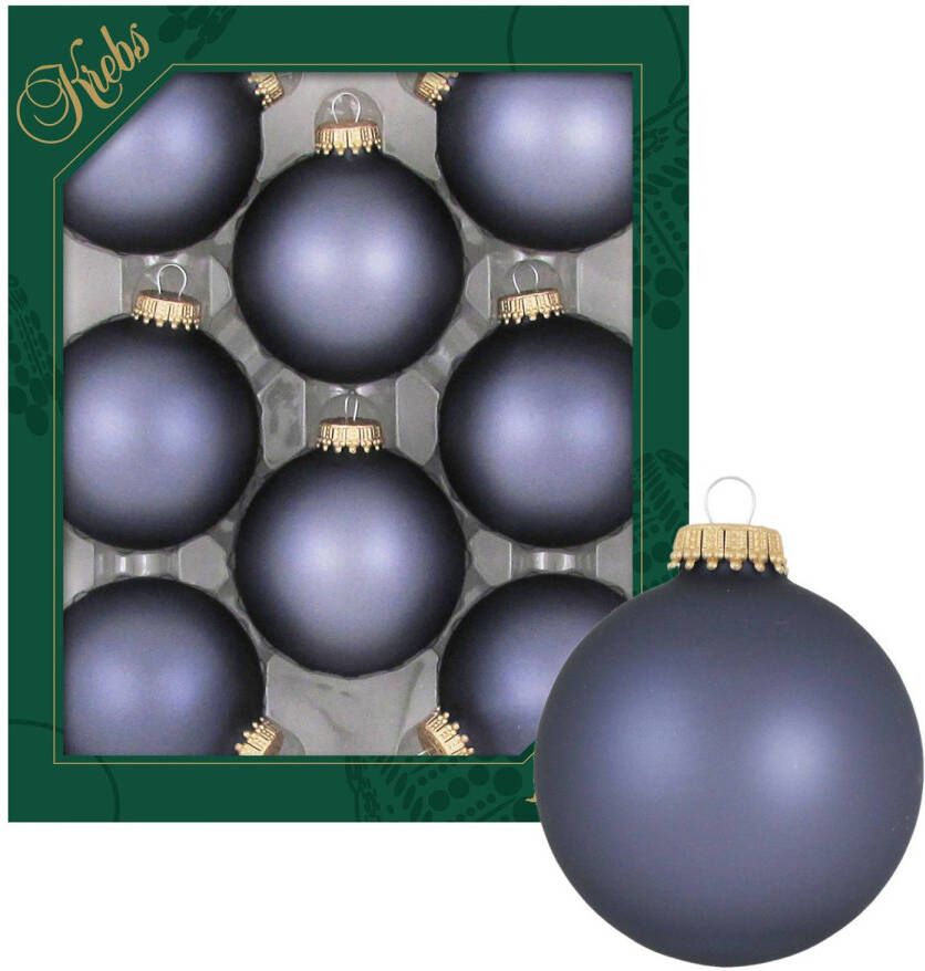 Merkloos 8x Stuks Glazen Kerstballen 7 Cm Blue Stone Velvet Kerstbal