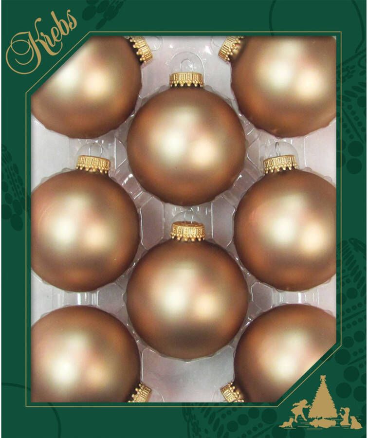 Merkloos 8x stuks glazen kerstballen 7 cm cappuccino velvet bruin mat Kerstbal
