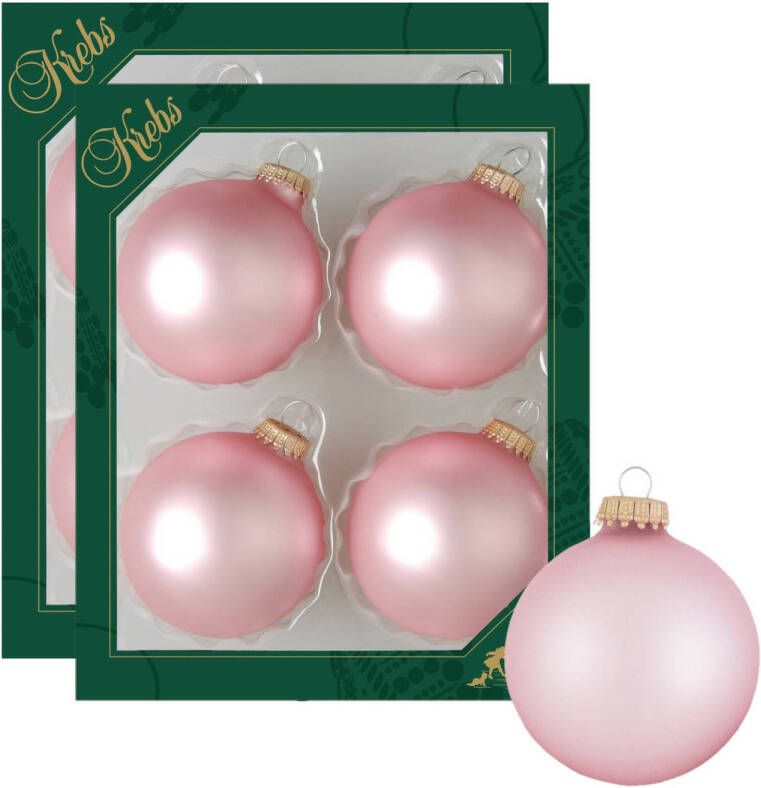 Merkloos 8x stuks glazen kerstballen 7 cm chic mat roze Kerstbal