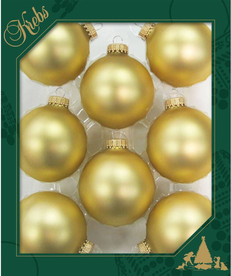 Merkloos 8x stuks glazen kerstballen 7 cm chiffon goud Kerstbal