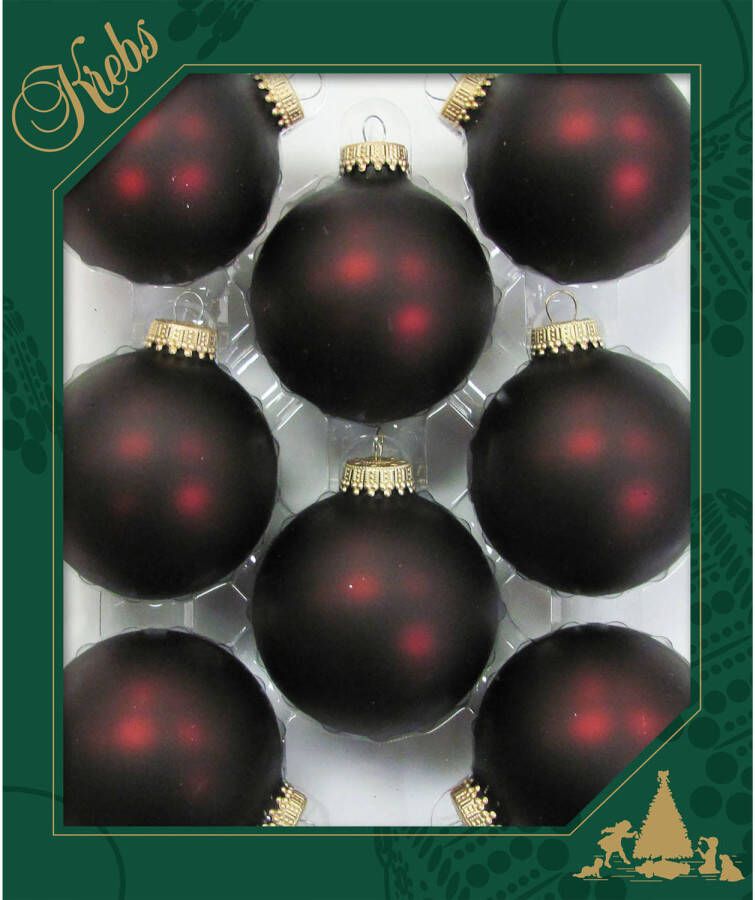 Merkloos 8x stuks glazen kerstballen 7 cm chocolade bruin rood Kerstbal