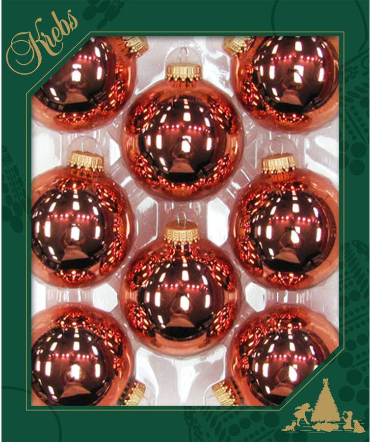Merkloos 8x stuks glazen kerstballen 7 cm gepolijst koper Kerstbal