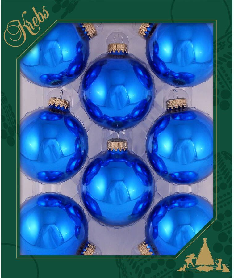 Merkloos 8x stuks glazen kerstballen 7 cm klassiek blauw glans Kerstbal