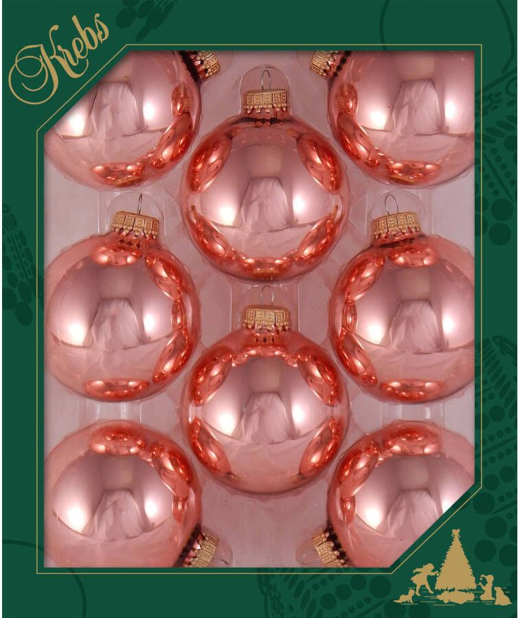 Merkloos 16x stuks glazen kerstballen 7 cm koraal roze glans Kerstbal